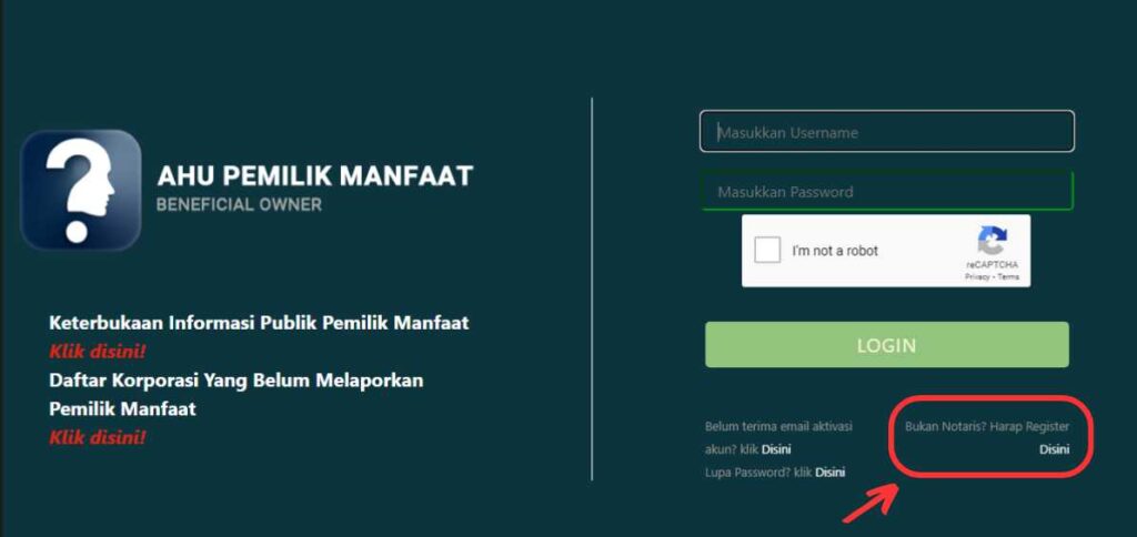 cara daftar bo ahu pemilik manfaat