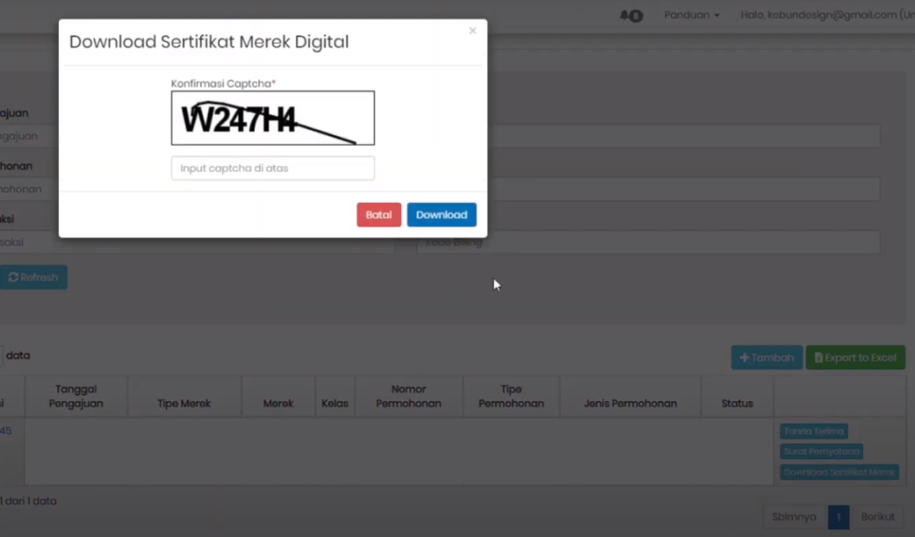 captcha sertifikat merek